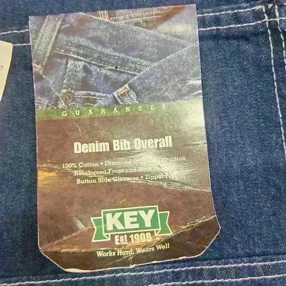 Key NWT overalls men's size 40 inseam 29 denim bib - Picture 4 of 10